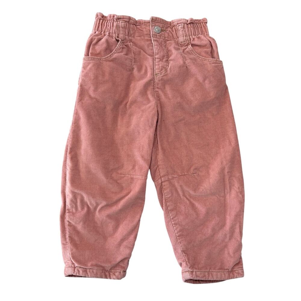 Zara Girls Dusty Rose Corduroy Paperbag Pants 3 Years 98 cm
